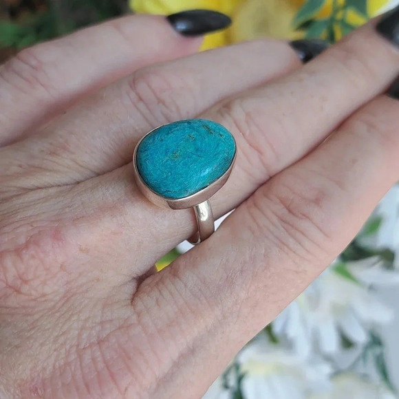 Peruvian Opalina Solitaire Ring In Sterling Silver. - Picture 2 of 8